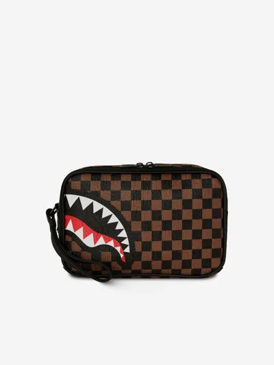 Sprayground Kids Check 2 Emboss Toiletry Bag In Brown