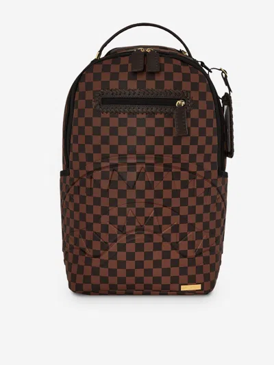 Sprayground Kids Core Embossed Check Dlxsv Backpack In Brown