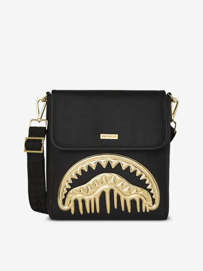 Sprayground Kids Gold And Dangerous Messenger Bag In Black