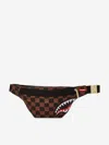 Sprayground Kids Peeking Character Check Belt Bag In Brown
