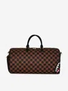 Sprayground Kids Peeking Character Check Emperor Duffle Bag In Brown