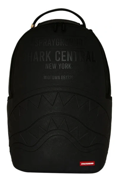 Sprayground Kids' Shark Central Embossed Faux Leather Backpack In Black
