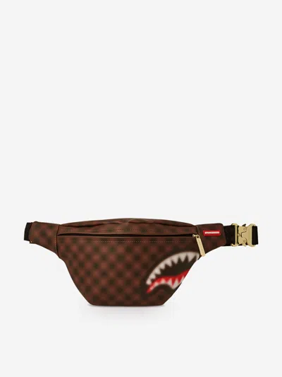 Sprayground Kids Sharks In Paris Blur Savvy Belt Bag In Brown