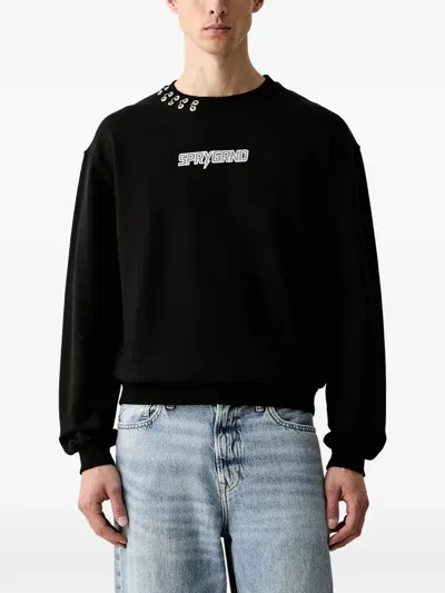 Sprayground Lightning Shark Logo-patch Sweater In Black