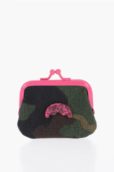 Sprayground Limited Edition Camouflage Motif Fabric Coin Purse With Cont In Black