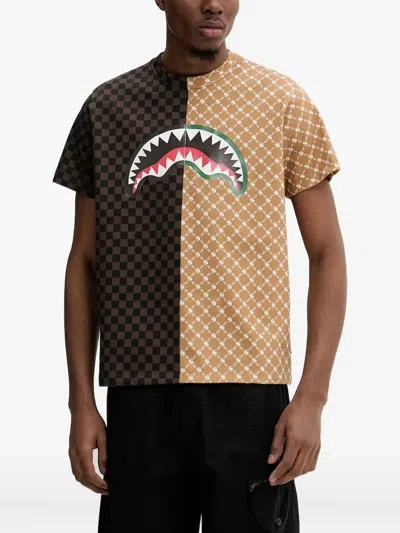 Sprayground Logo-print Patterned T-shirt In Multi