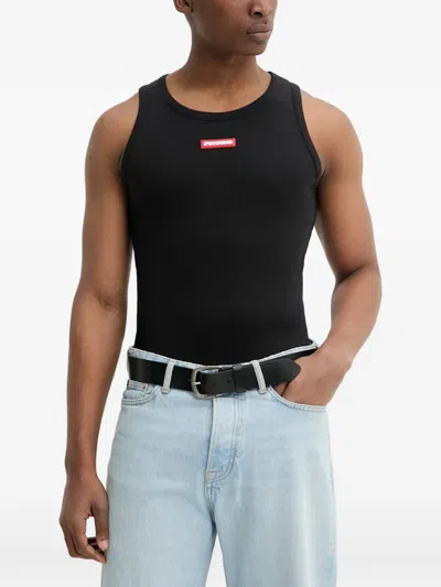 Sprayground Logo-patch Ribbed Vest In Black