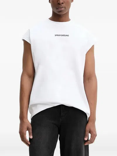 Sprayground Logo-print Shark-graphic T-shirt In White