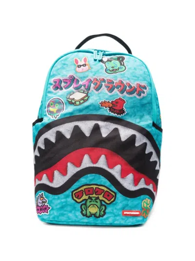 Sprayground Lucky Pack Graphic-patch Shark-print Backpack In Blue