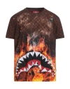 Sprayground Man T-shirt Brown Size Xl Cotton In Brown
