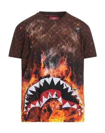 Sprayground Man T-shirt Brown Size Xl Cotton