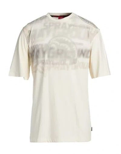 Sprayground Man T-shirt Ivory Size M Cotton In White