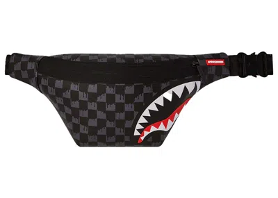 Pre-owned Sprayground Men's  Drip Check Shark Savvy Crossbody In Black
