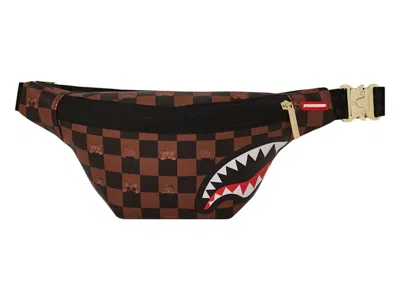 Pre-owned Sprayground Men's  Peeking Character Check Savage Bumbag In Black Brown