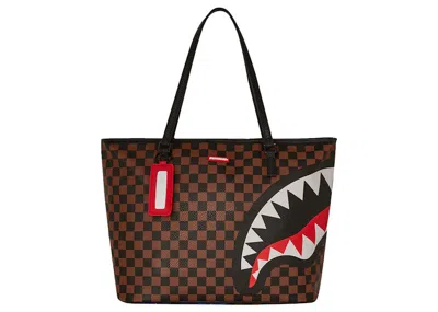 Pre-owned Sprayground Men's  Sharks In Stickers Classic Tote In Brown