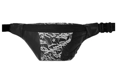 Pre-owned Sprayground Midnight Raceway Graffiti Savvy Crossover Bag In Black/grey