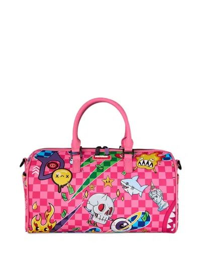 Sprayground Mini Wild Wtf Graphic-print Checkered Duffle Bag In Pink