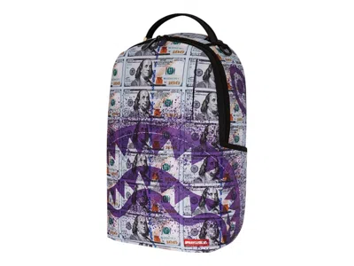 Pre-owned Sprayground Money Splat Backpack Backpack In Purple White