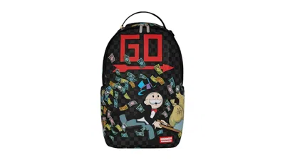Pre-owned Sprayground Monopoly Wheel Barrel Backpack In Multi