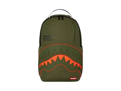 Pre-owned Sprayground Nylon Shark Central Army Dlxripstop Backpack In Green