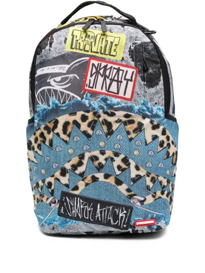 Sprayground Paneled Backpack In Blue