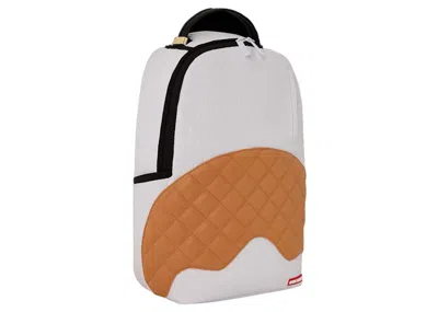 Pre-owned Sprayground Paris Embossed Cognac Dlxsv Backpack In White/brown