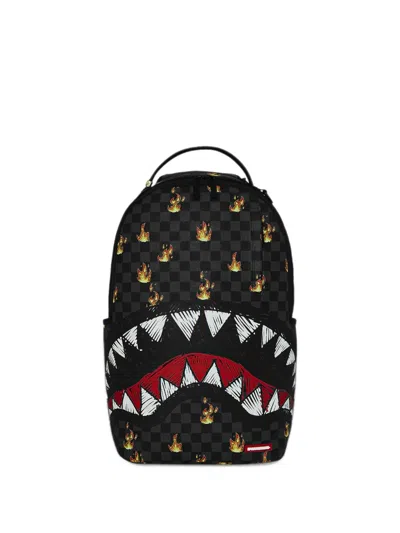Sprayground Paris Fire Sharks Backpack In Black