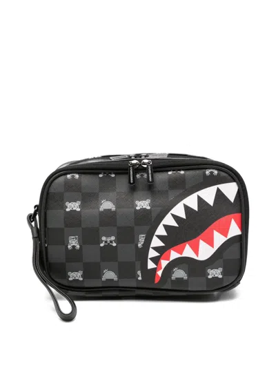 Sprayground Patterned Wash Bag In Black
