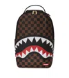 Sprayground Brown Checkered Sawtooth Shark Graphic Backpack In Multi