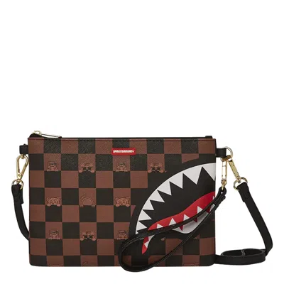 Sprayground Peeking Character Check Pochette In Brown