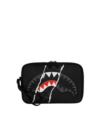 Sprayground Pochette Center Rip Revealing Gray Check In Black