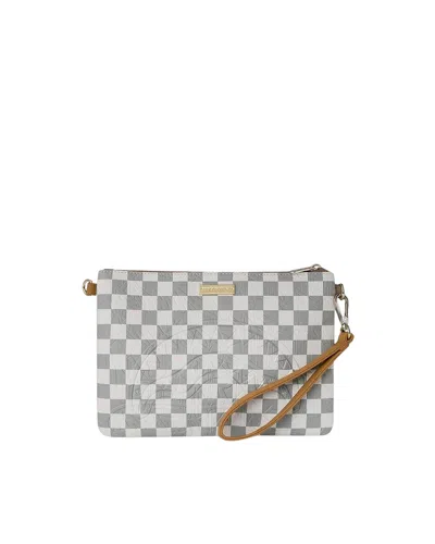 Sprayground Pochette Graff Embossed Cream Check Crossover In Metallic
