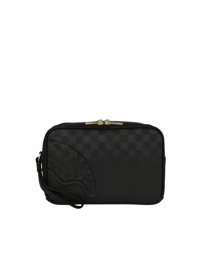 Sprayground Spritz Checkered Embossed Wash Bag In Brown