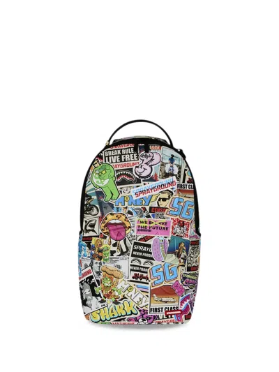 Sprayground Kids' Punk Sticker Shark Backpack In Blue