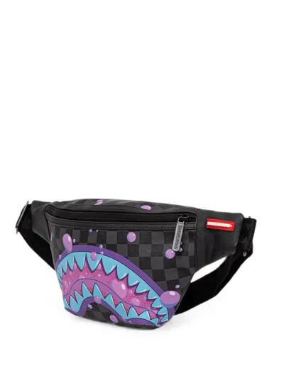 Sprayground Purple Slime Check-pattern Shark-mouth Belt Bag In Multi