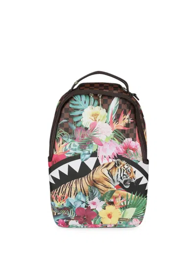 Sprayground Savage Bloom Shark Mouth Floral-print Backpack In Blue