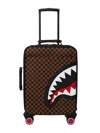 Sprayground Sawtooth Sharks In Paris Checkered Suitcase In Brown