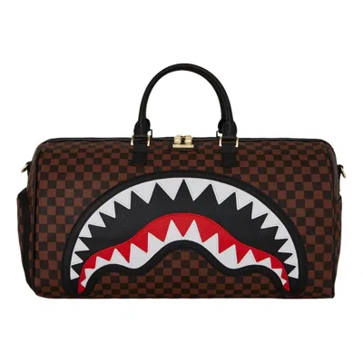 Sprayground Sharks In Paris Check-pattern Duffle Bag In Brown