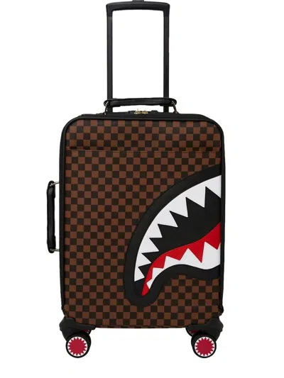 Sprayground Sawtooth Sharks In Paris Luggage In Brown