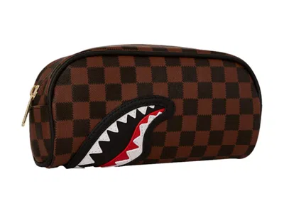 Pre-owned Sprayground Sawtooth Sharks In Paris Pencil Pouch In Brown