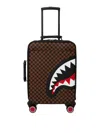 Sprayground Sawtooth Sharks In Paris Checkered Suitcase In Brown