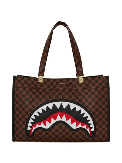 Sprayground Sawtooth Sharks In Paris Tote Bag In Brown
