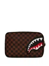 Sprayground Sawtooth Sharks In Paris Wash Bag In Brown