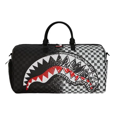 Sprayground Scribble Dribble Check Duffle Bag 'black White' In Multi