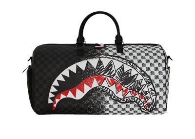 Pre-owned Sprayground Scribble Dribble Check Duffle Bag In Black/white In Multi