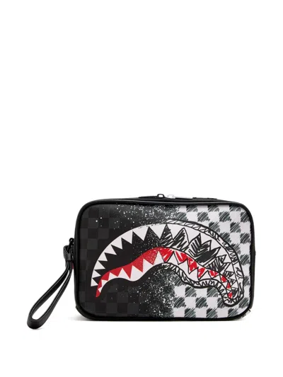 Sprayground Scribble Dribble Check Wash Bag In Black