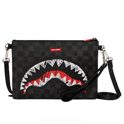 Sprayground Scribble Shark Crossover Clutch In Black