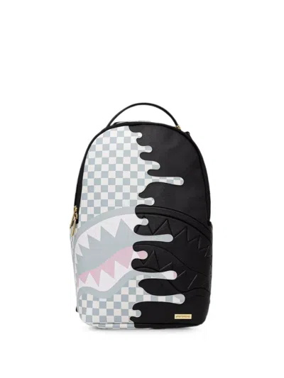 Sprayground Shadow Drips Check-pattern Backpack In Black