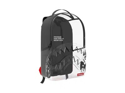 Pre-owned Sprayground Shark Central Clear Dlxsv (black Backpanel) Backpack In White