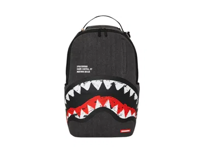 Pre-owned Sprayground Shark Central Denim Backpack In Black